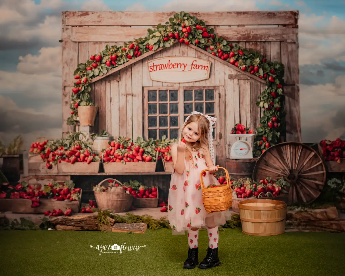 Fattoria di fragole in legno Backdrop progettato da Emetselch