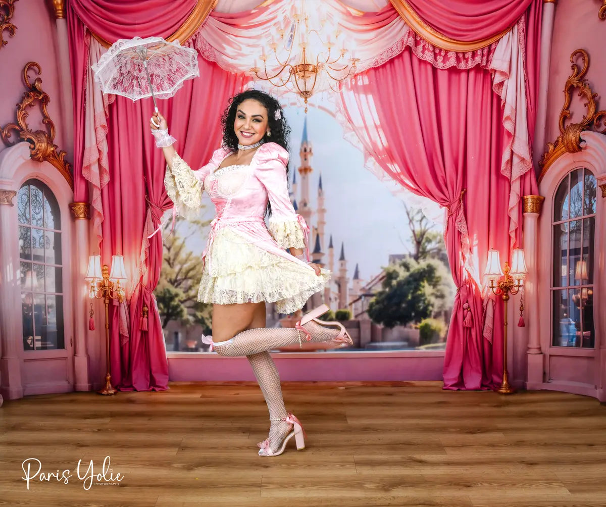 Kate Castle Pink Curtains Window Backdrop Designed by Emetselch