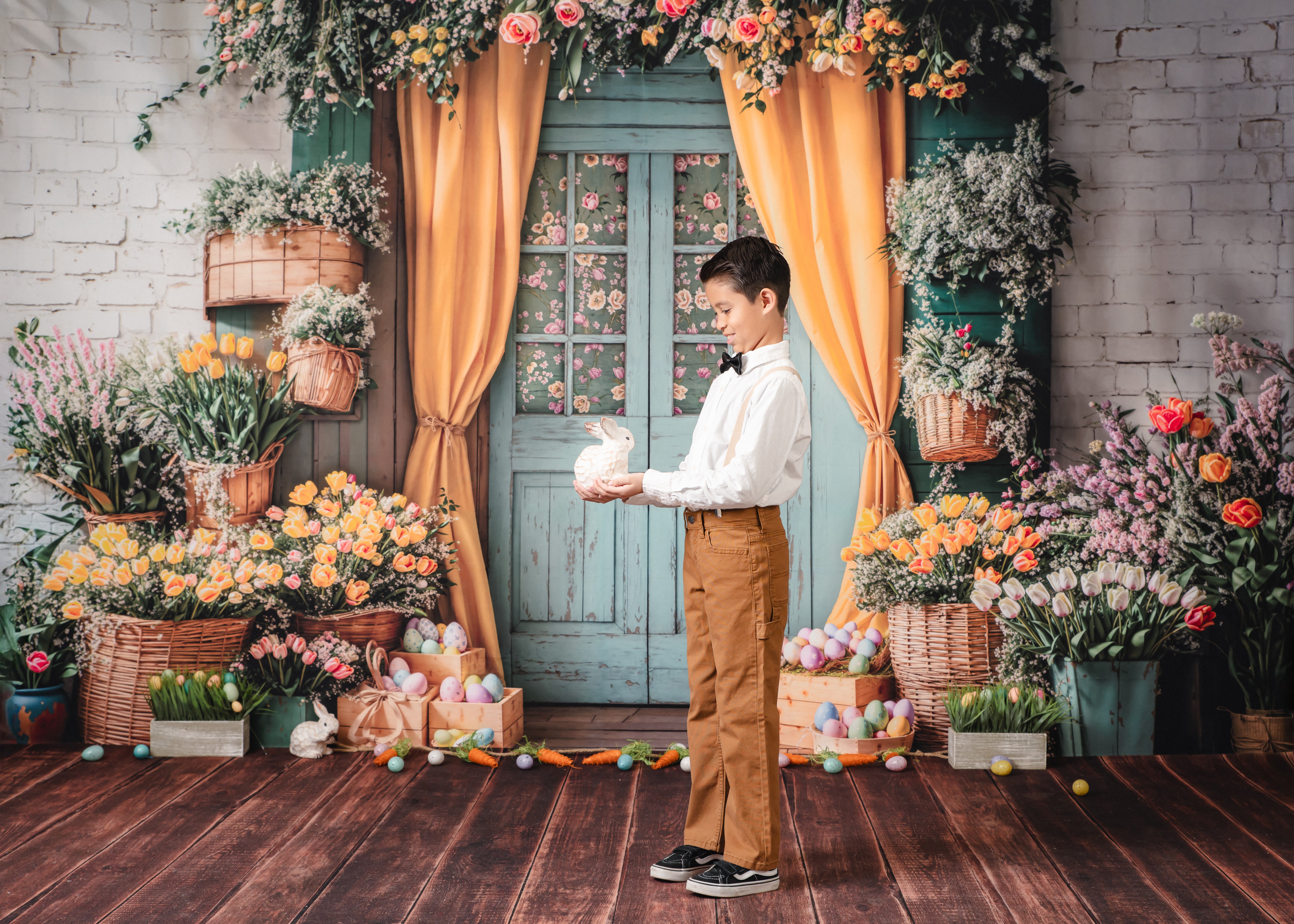 Kate Easter Floral Door Curtain Printed Backdrop Designed by Emetselch