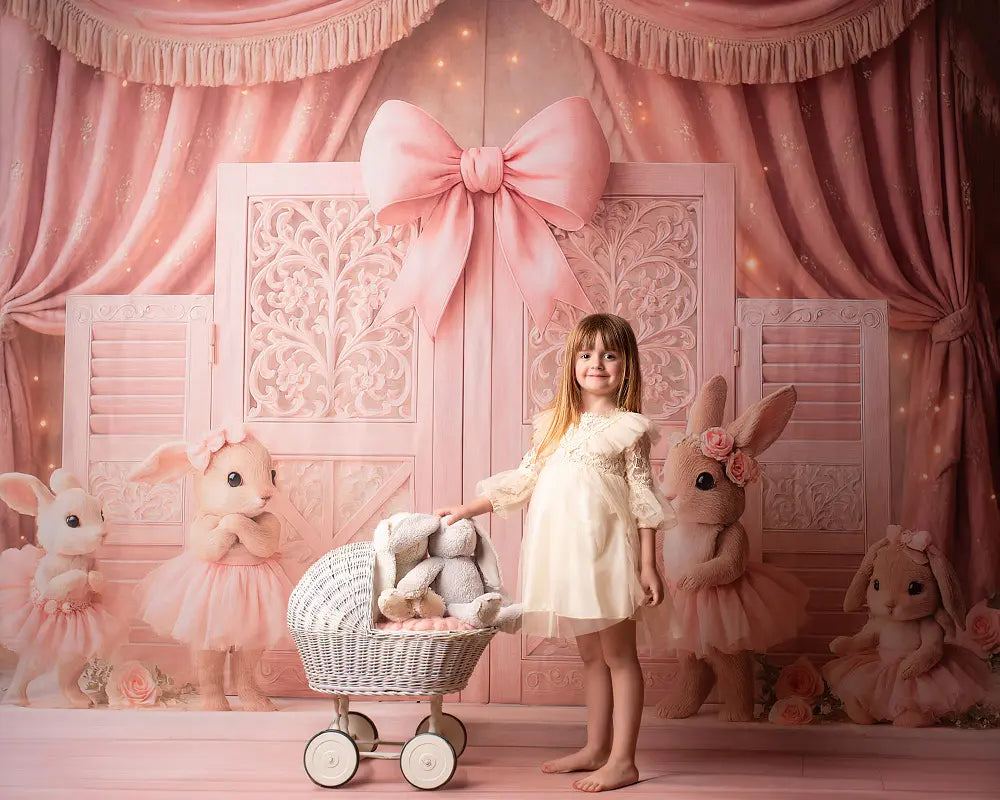 Cake Smash Bunny Pink Ballet Party Foto Achtergrond Designed by Ashley Paul