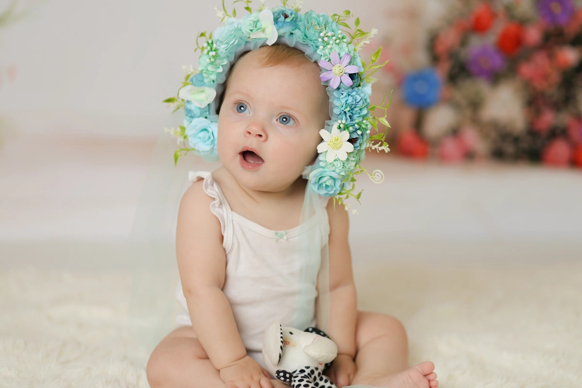 Kate Floral Bonnet for Newborn Photography