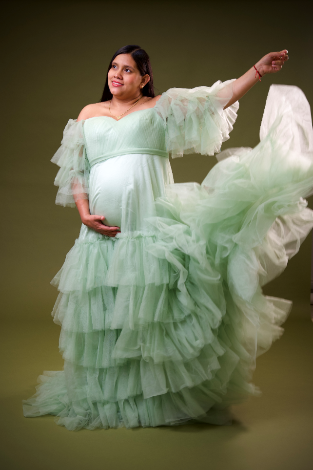 Kate Mesh Blue Custom Maternity Photoshoot Gowns