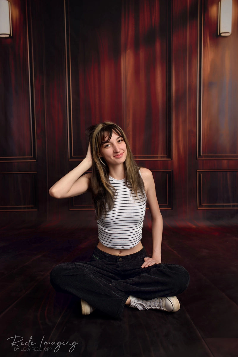 Kate Sweep Boudoir Brown Wood Wall Backdrop Designed by Mini MakeBelieve