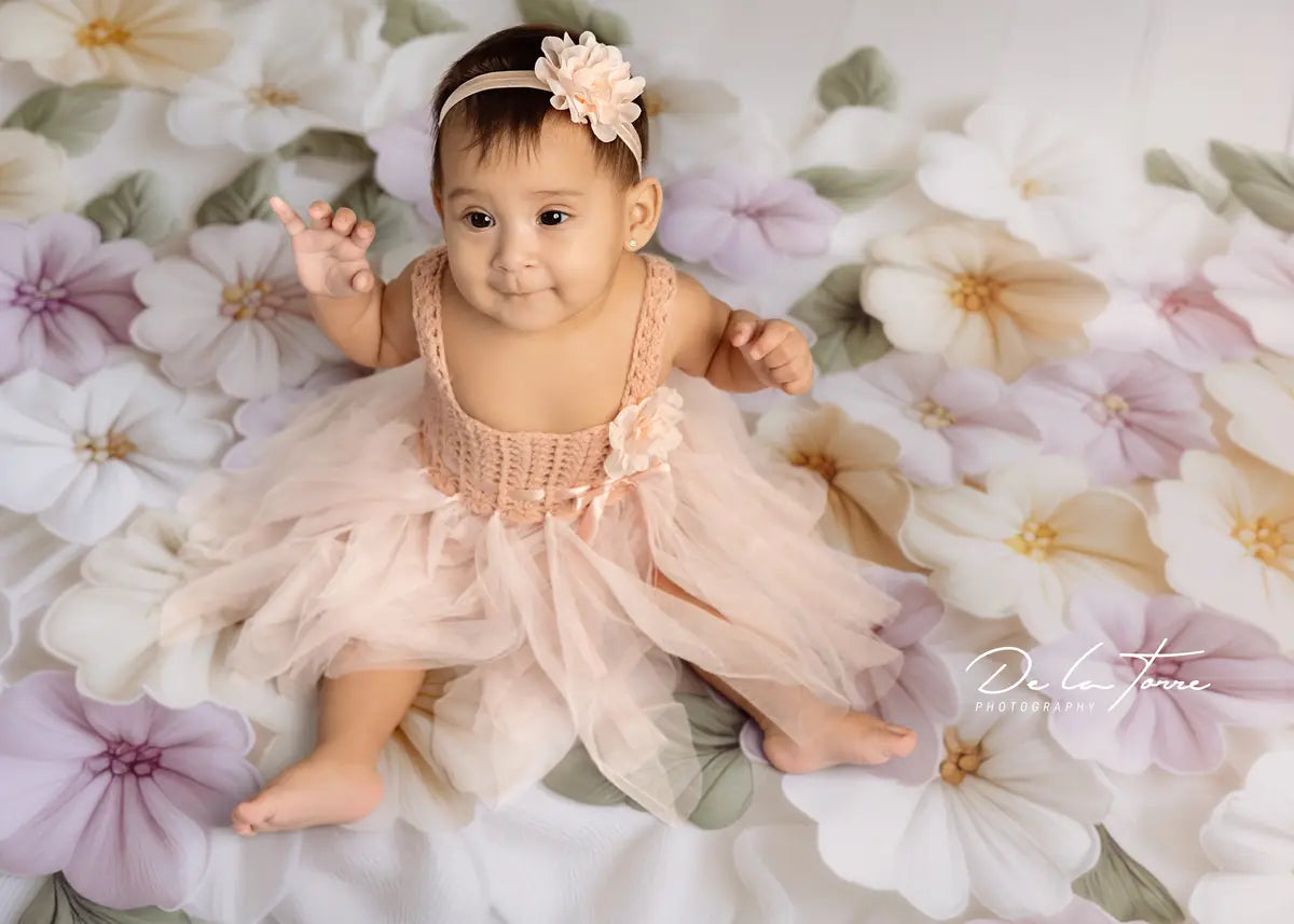 Kate Newborn Floral Rug Pastel Wood Rubber Floor Mat Designed by Mini MakeBelieve