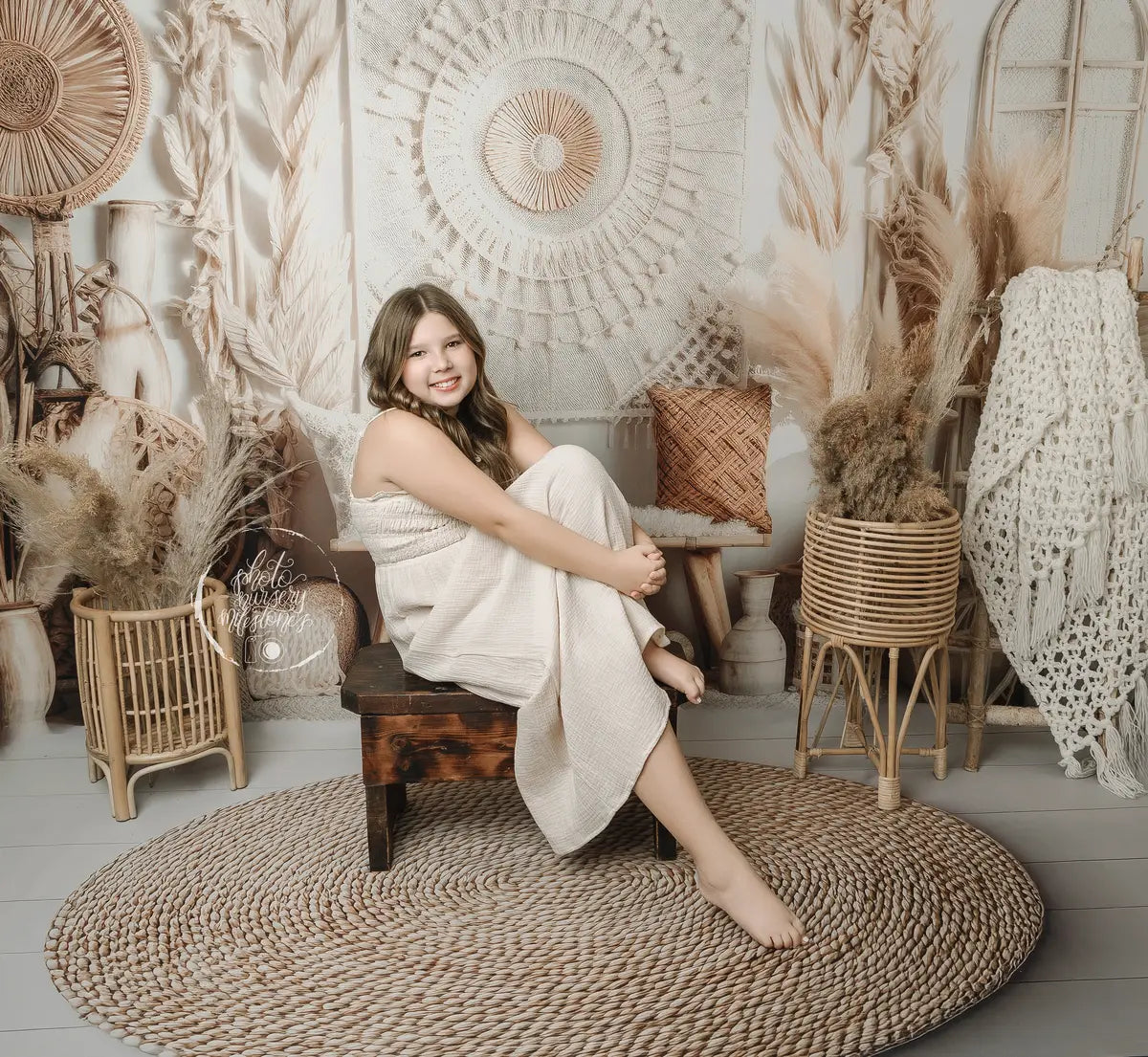 Newborn Natural Woven Oval Foto Achtergrond Designed by Mini MakeBelieve