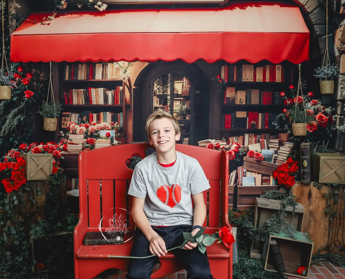 Kate Valentine Bookstore Roses Vintage Backdrop Designed by Emetselch