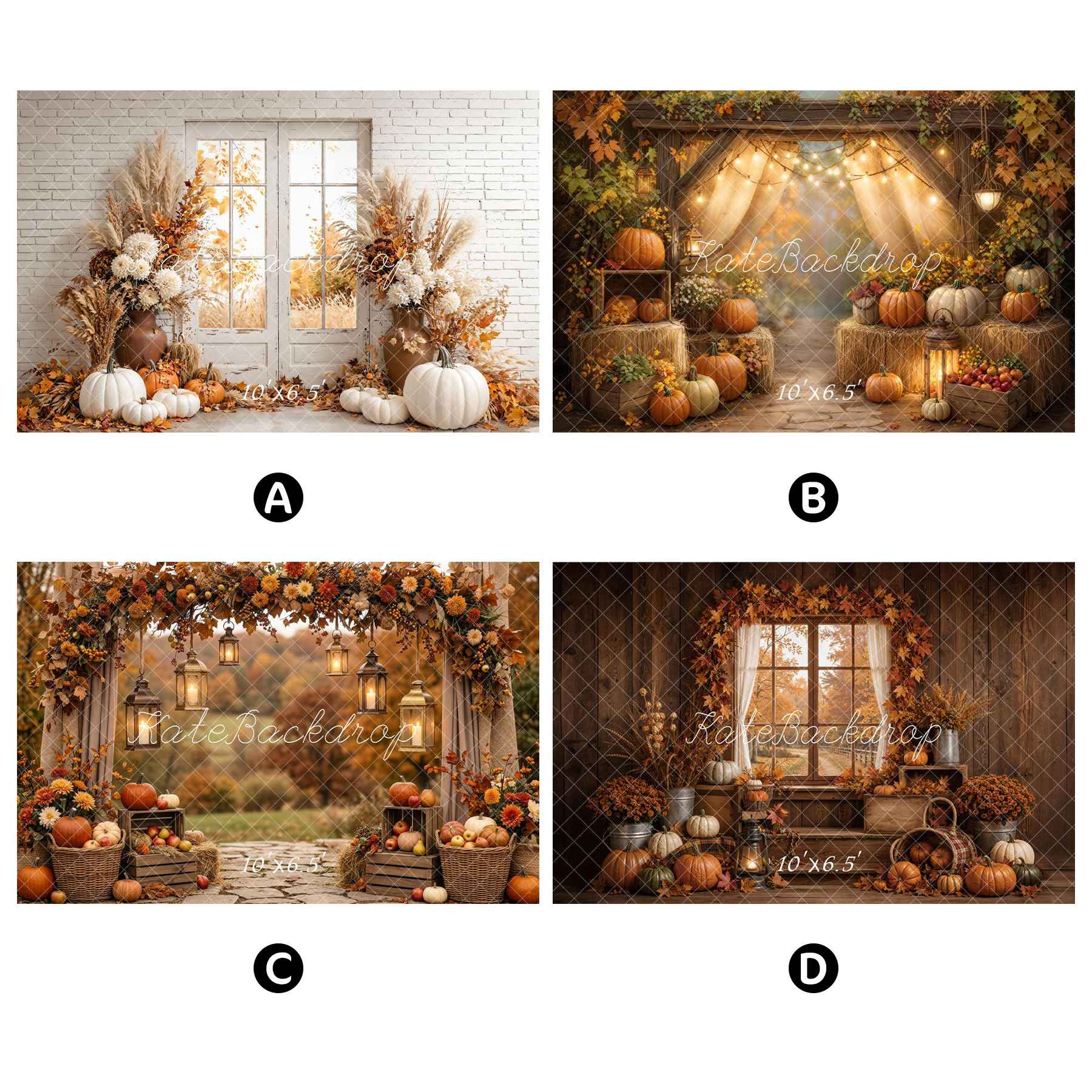 Kate Fall Combination Printed Backdrops for Photography( 4 Backdrops in Total)