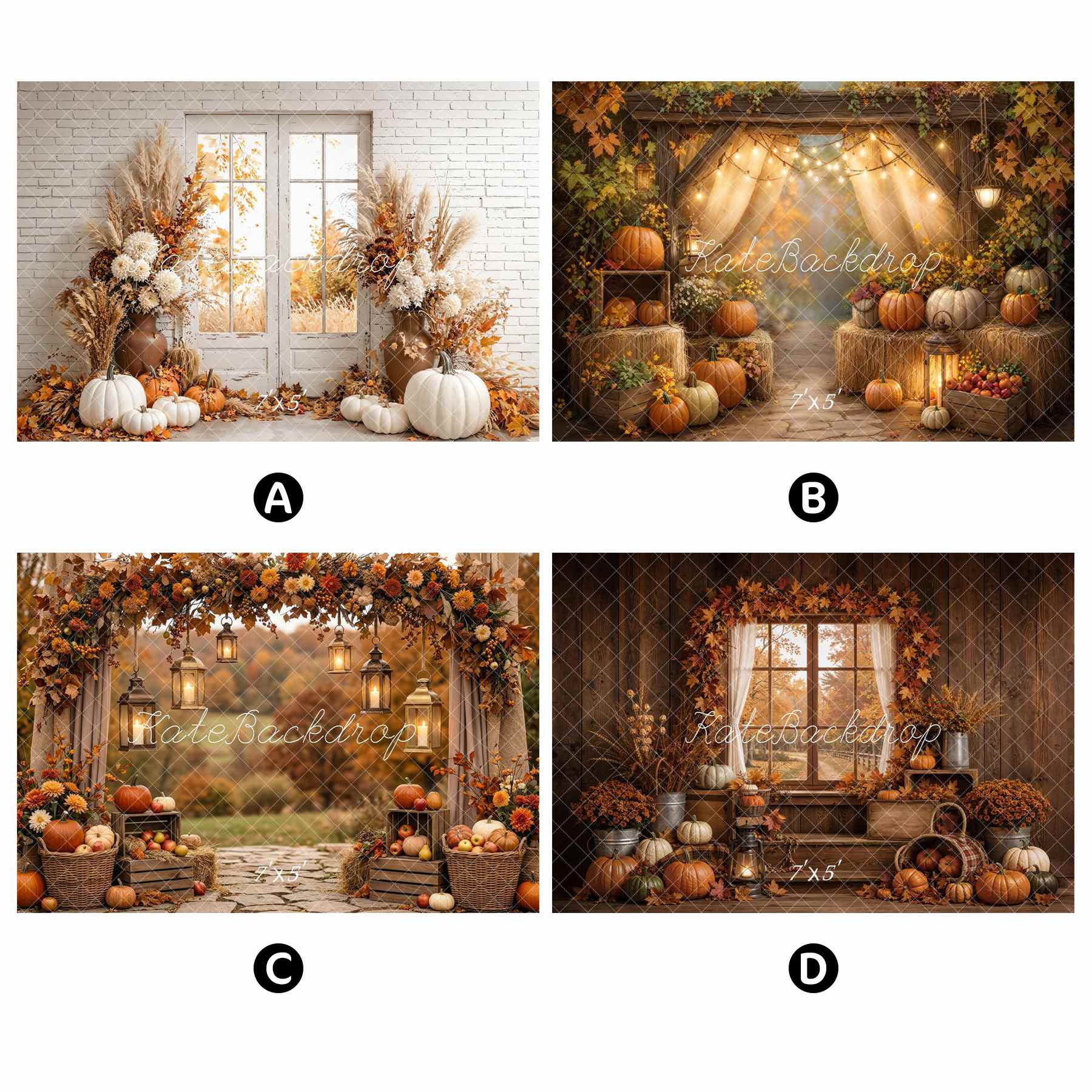 Kate Fall Combination Printed Backdrops for Photography( 4 Backdrops in Total)