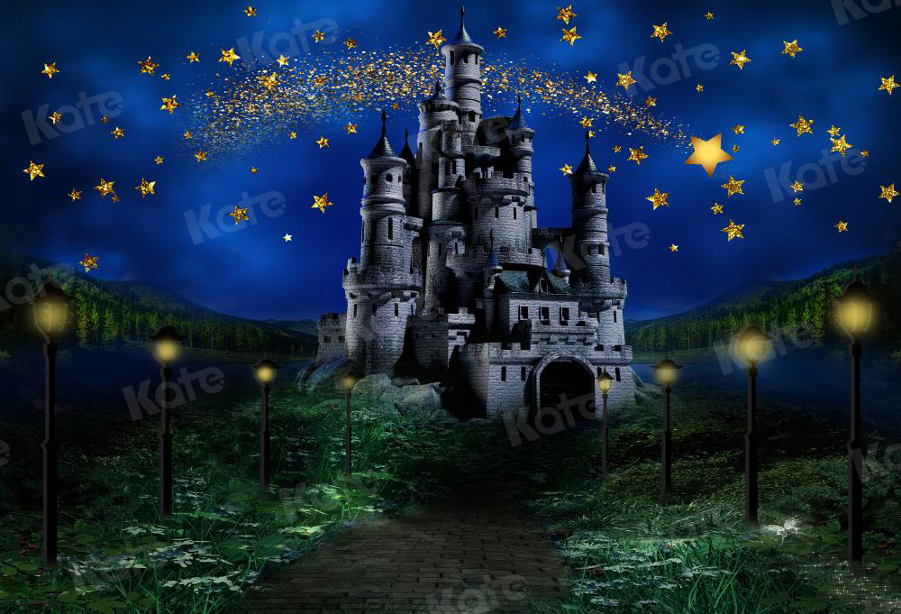Kate Night Sky Star Castle Children Backdrop Designed by Jerry_Sina - Kate Backdrop