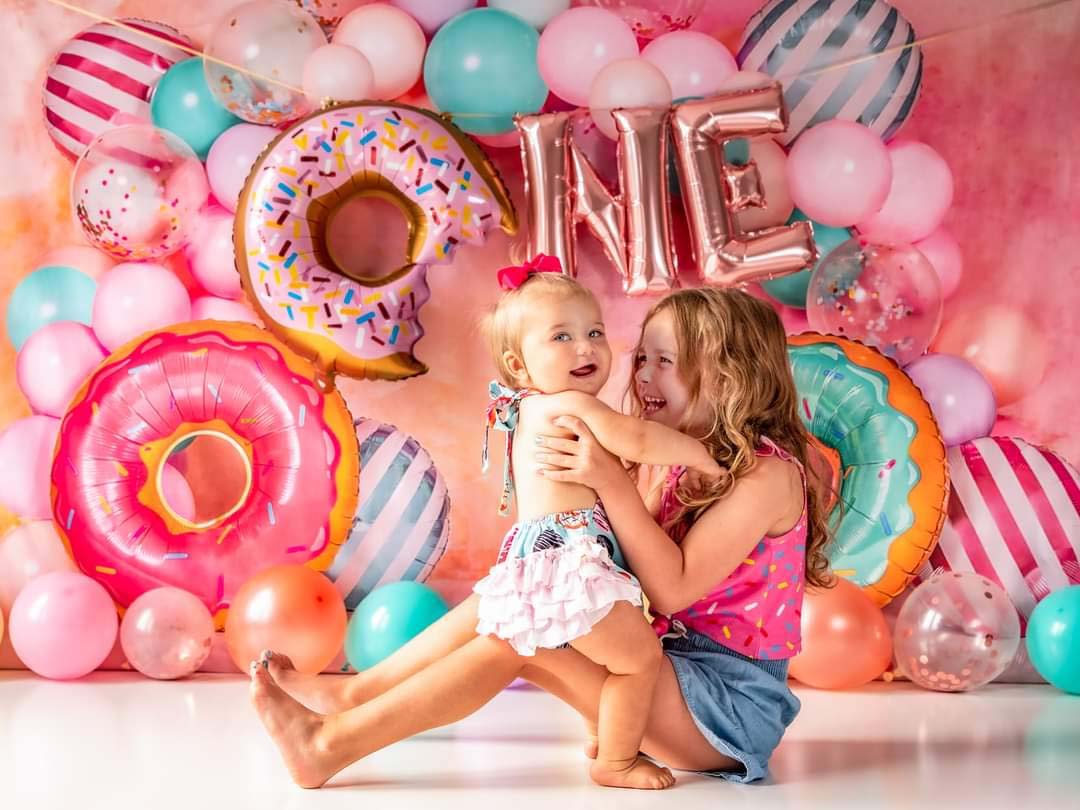 Kate Cake Smash Donut Balloon Backdrop Designed by Emetselch - Kate Backdrop