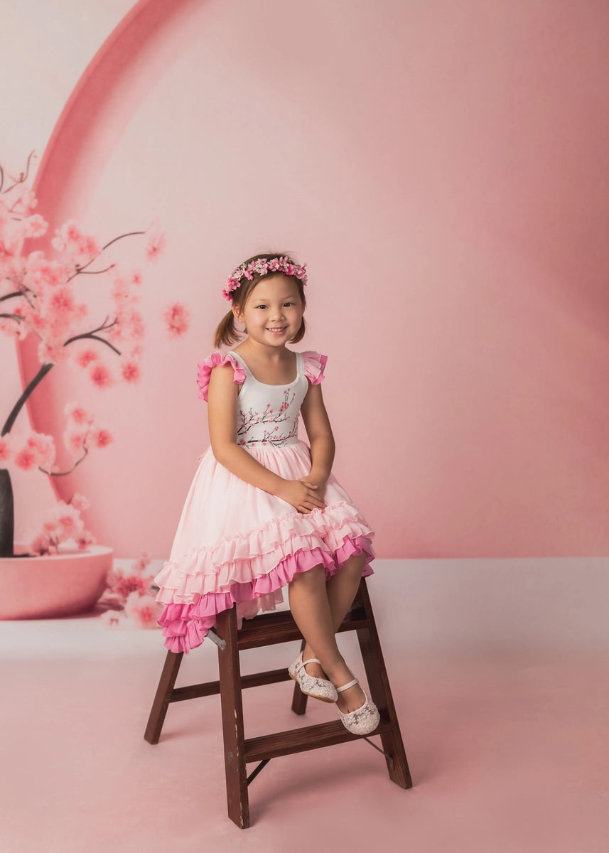 Kate Sweep Spring Pink Cherry Blossom Flower Arch Wall Backdrop Designed by Happy Squirrel Design