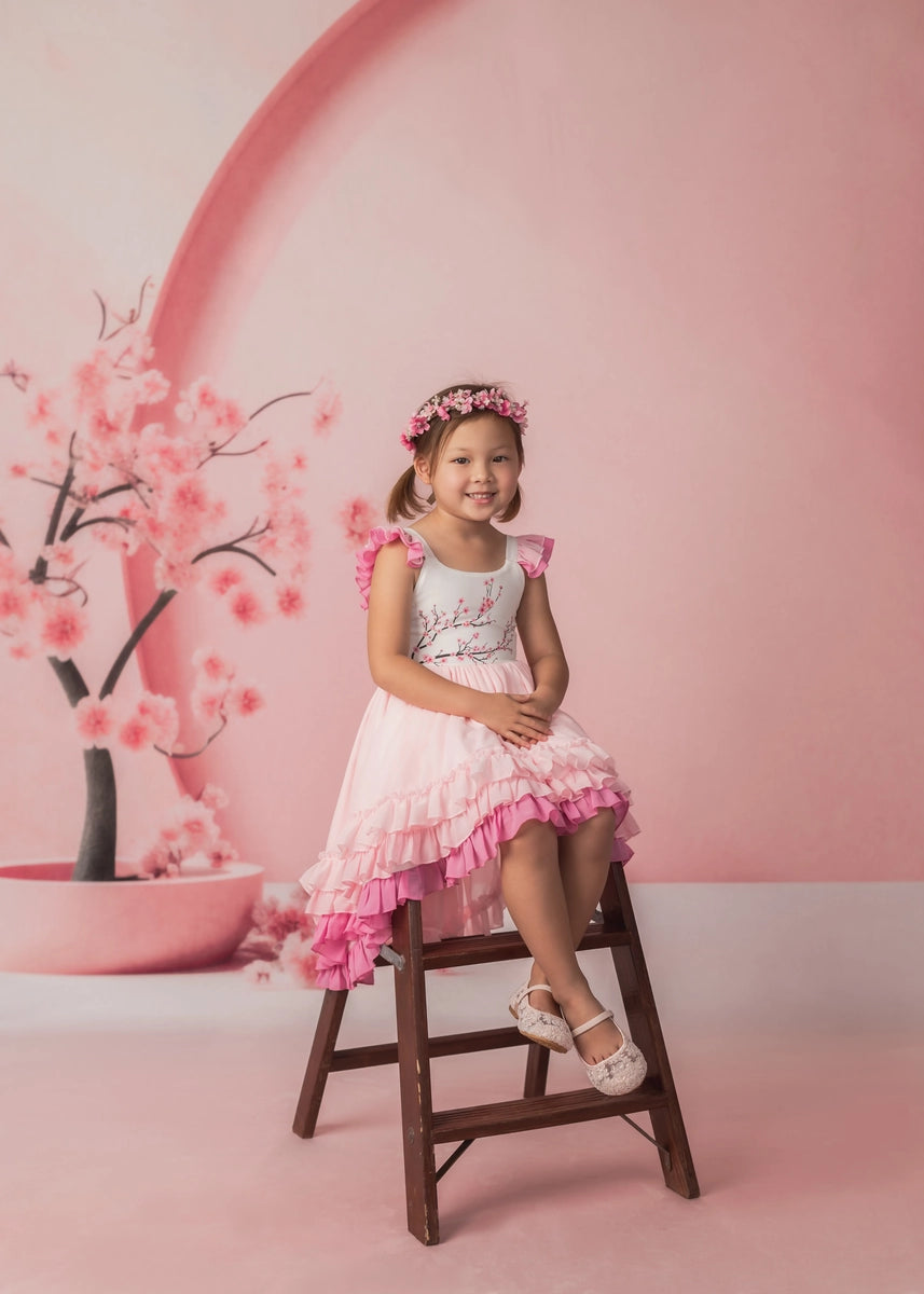 Kate Sweep Spring Pink Cherry Blossom Flower Arch Wall Backdrop Designed by Happy Squirrel Design