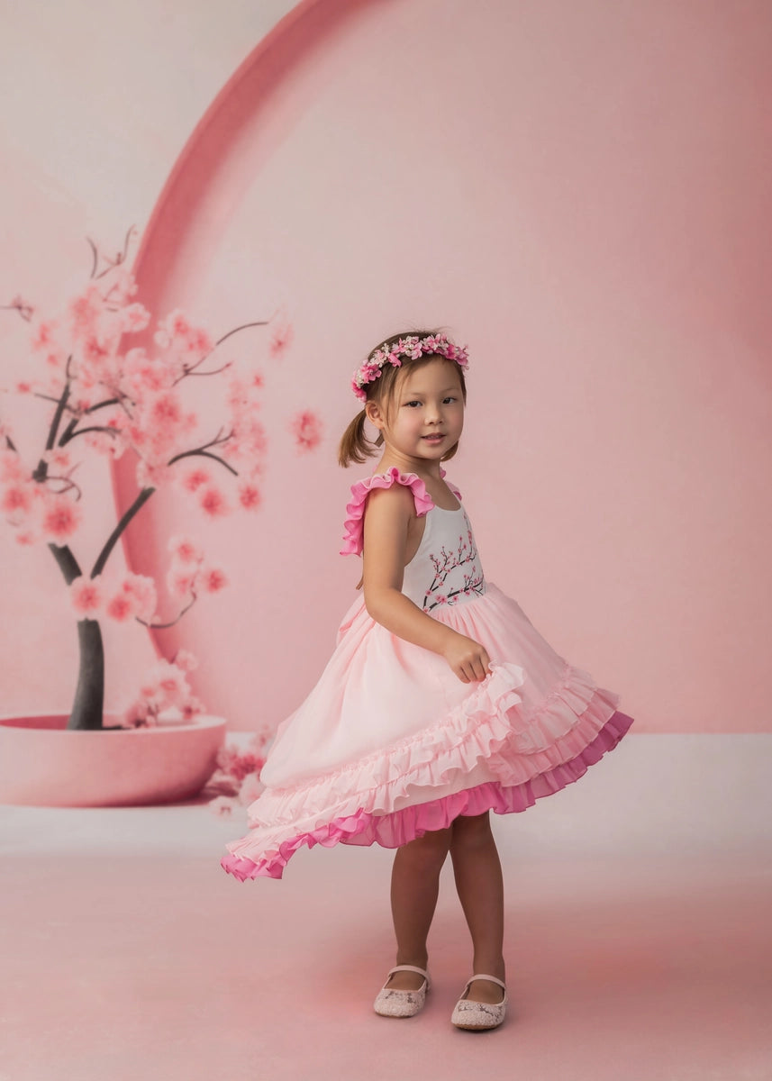 Kate Sweep Spring Pink Cherry Blossom Flower Arch Wall Backdrop Designed by Happy Squirrel Design