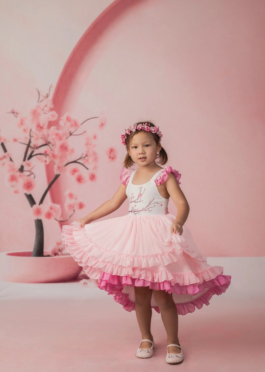 Kate Sweep Spring Pink Cherry Blossom Flower Arch Wall Backdrop Designed by Happy Squirrel Design