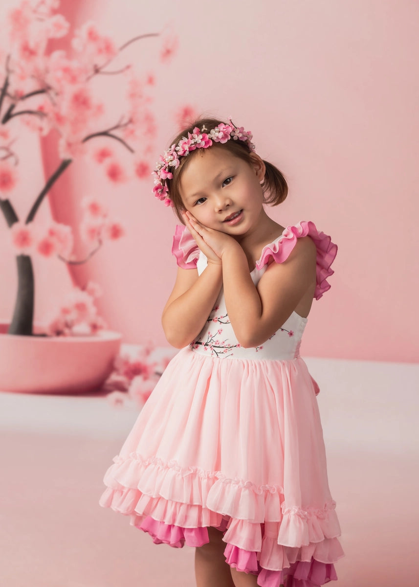 Kate Sweep Spring Pink Cherry Blossom Flower Arch Wall Backdrop Designed by Happy Squirrel Design