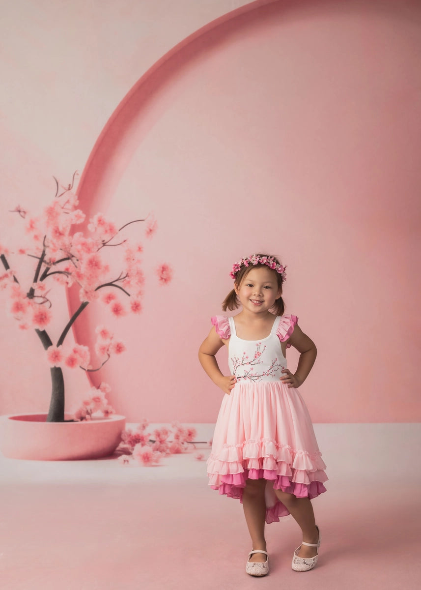 Kate Sweep Spring Pink Cherry Blossom Flower Arch Wall Backdrop Designed by Happy Squirrel Design