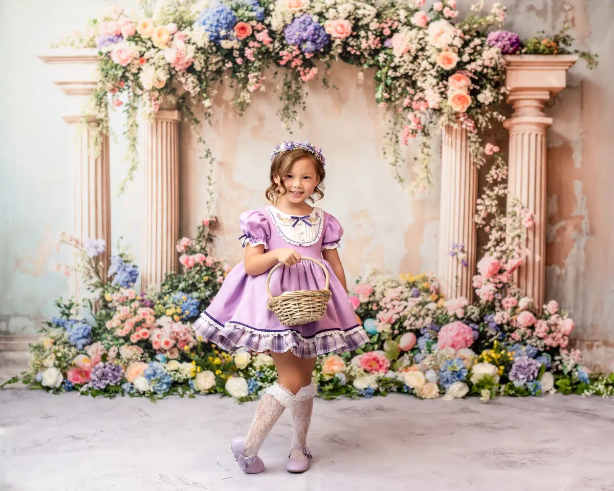 Kate Easter Egg Colorful Retro Flower Arch Column Backdrop Designed by Emetselch