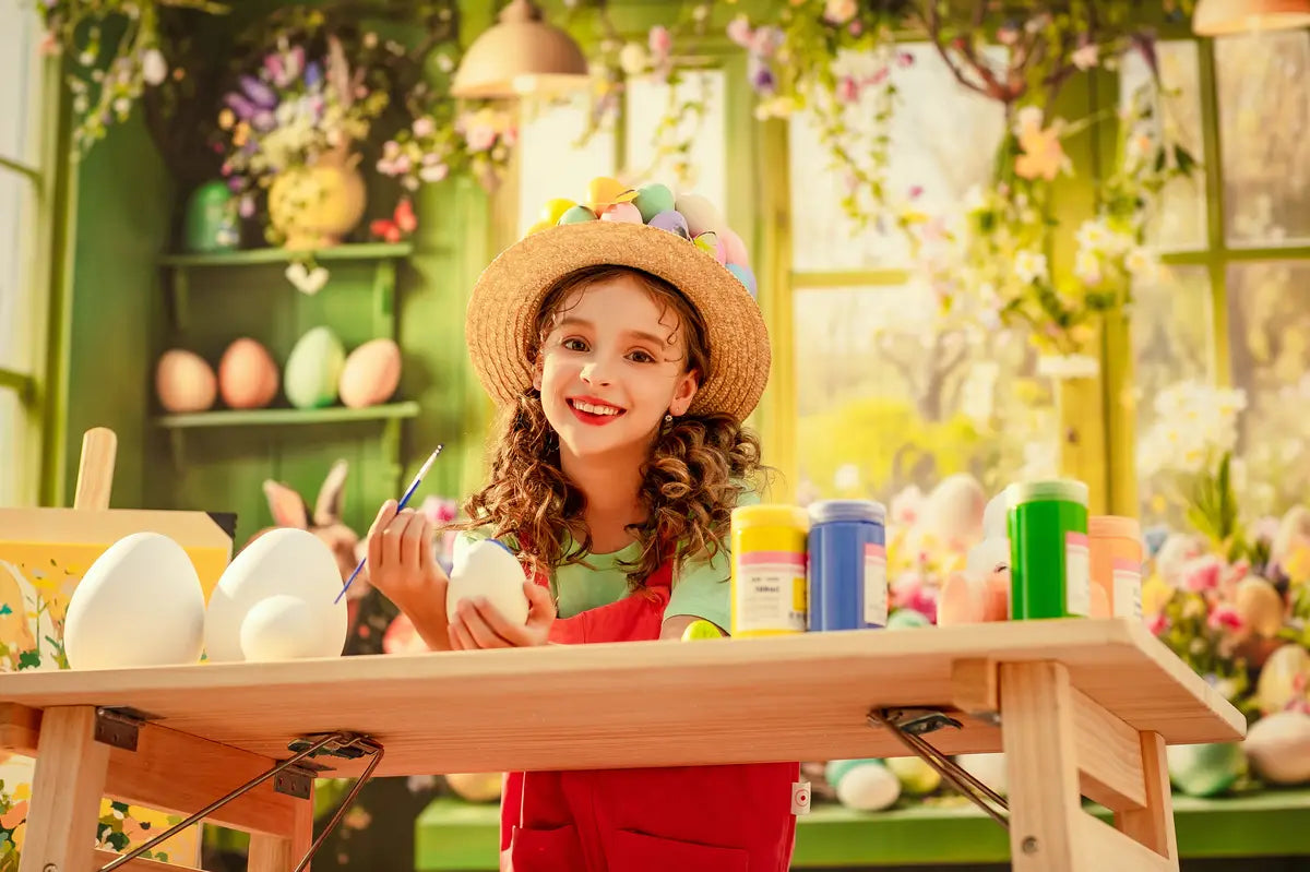 Easter Window Bunny Flowers Eggs Foto Achtergrond Designed by Emetselch