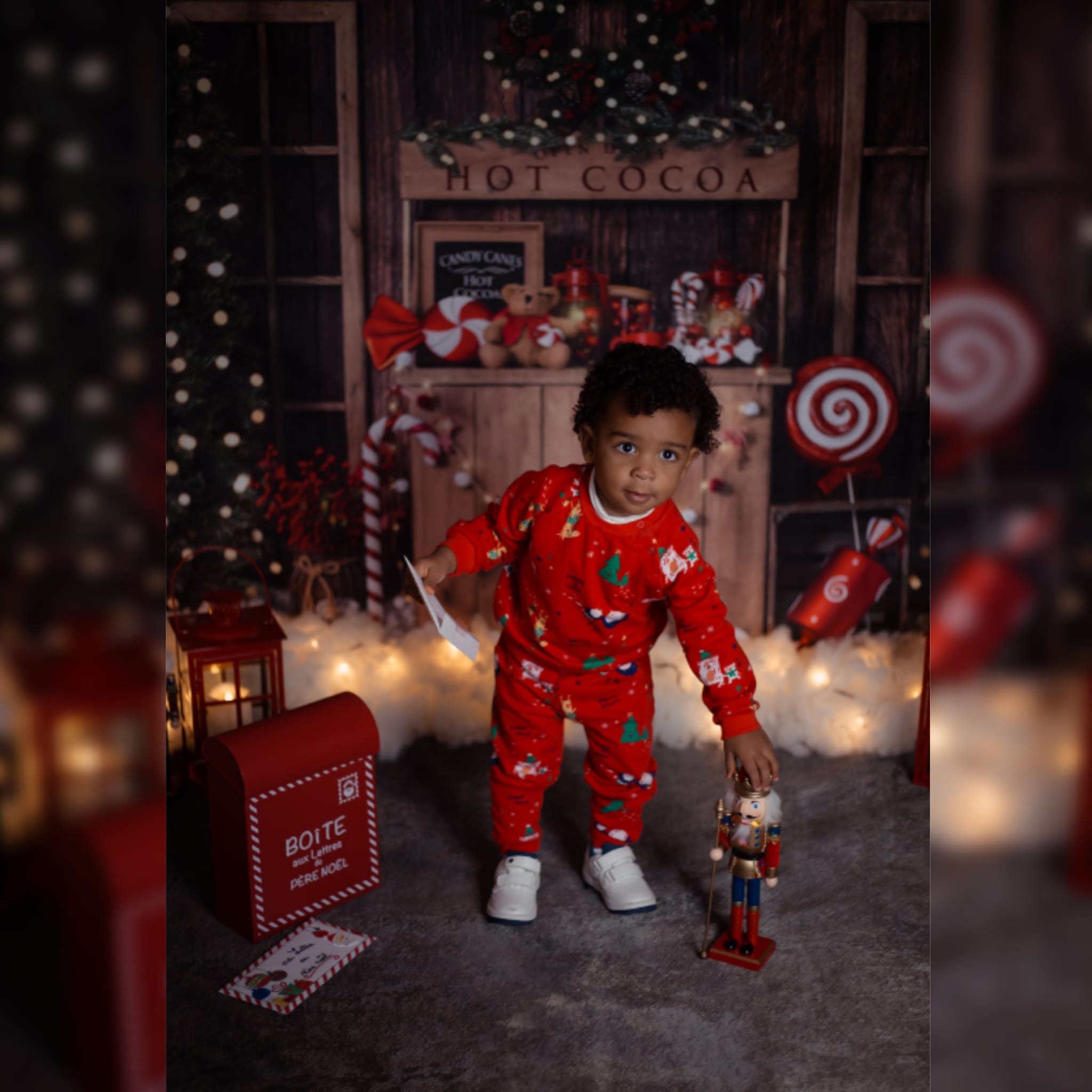 Kate Christmas Tree Fleece Backdrop Winter Hot Cocoa Designed by Emetselch