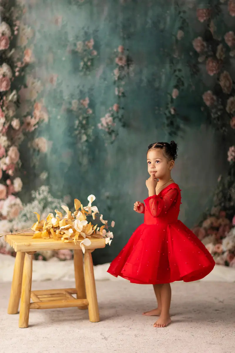 Gradient Roze en Paars Gerimpeld Kinderjurkje voor Fotografie