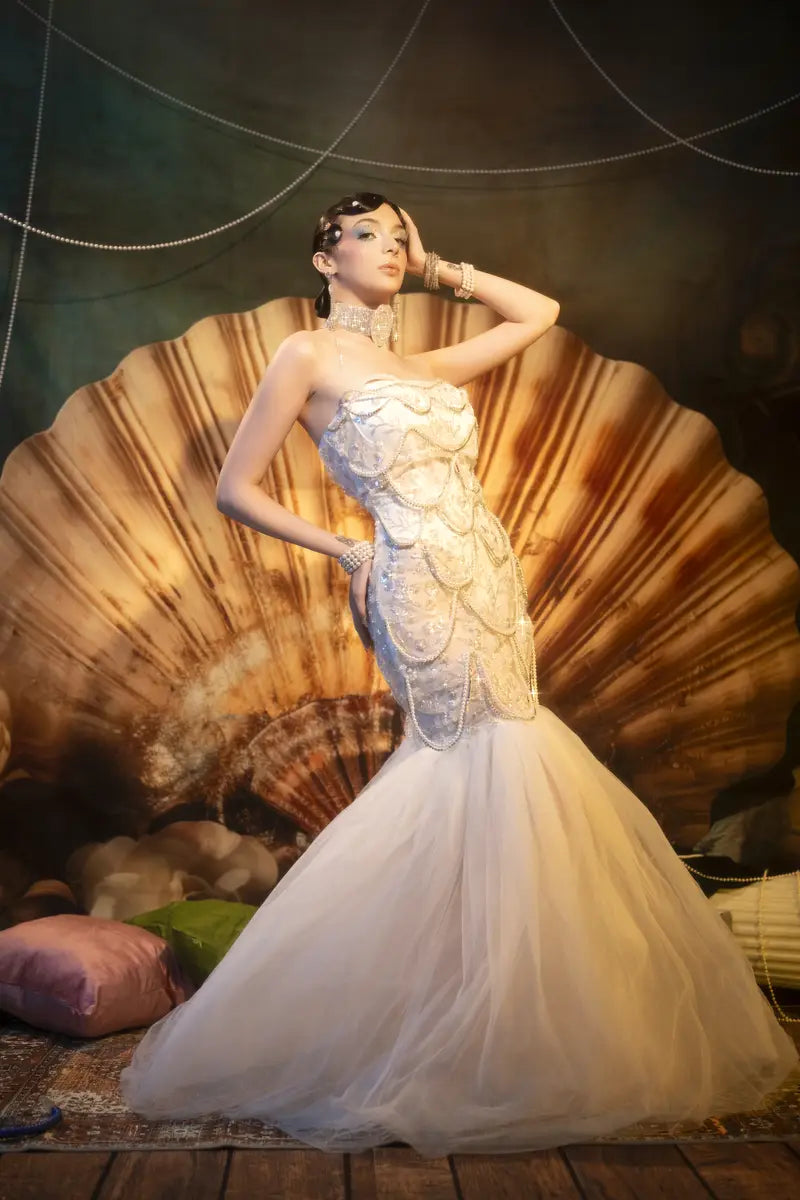 Kate Summer Giant Seashell and Flowers Backdrop Designed by Patty Robert