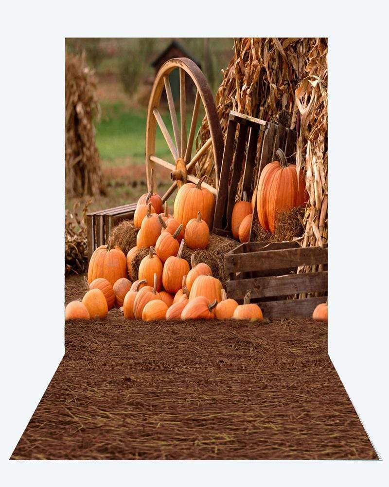 Kate Fall Pumpkin farm Backdrops+Kate Haystack floor mat - Kate Backdrop