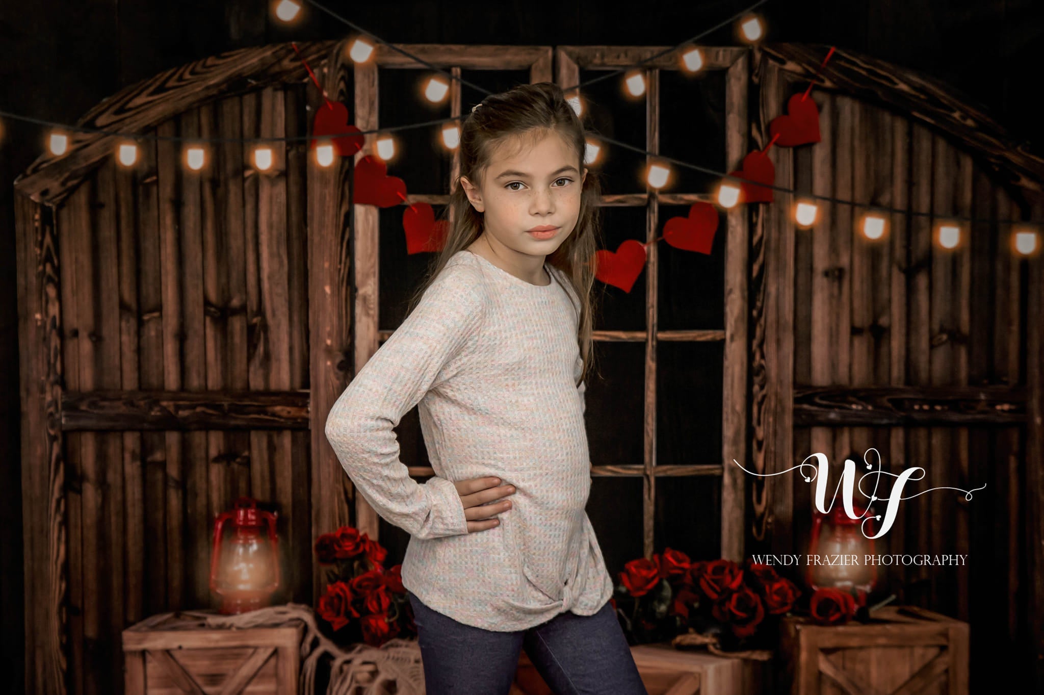Kate Valentine's Day Printed Backdrop Wooden Door Small Lamp Rose Fabric Printed Backdrops Kevin10