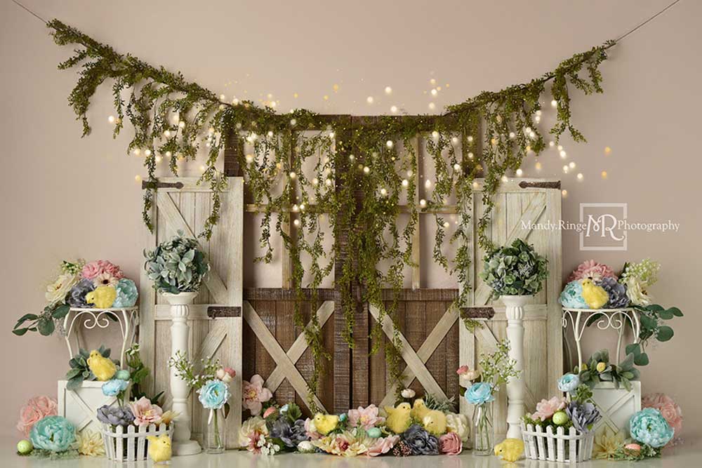 RTS Kate Spring Floral Chicks Backdrop Designed by Mandy Ringe Photography