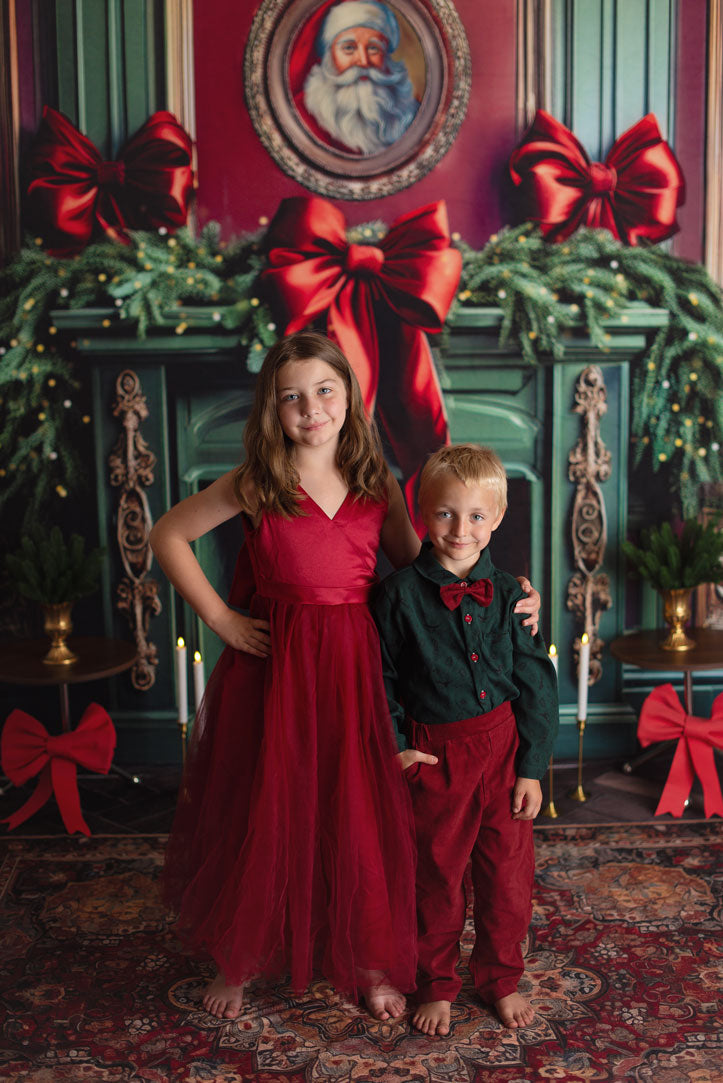 Kate Christmas Elegant Santa Living Room Photo Kits Photography Backdrops&Props Themed Bundle