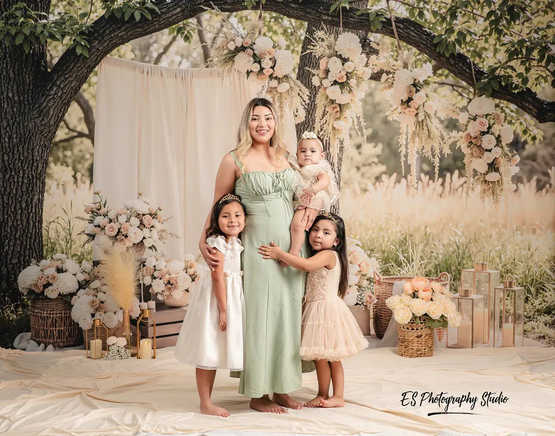 Kate Flower Arch Cream Floral Rustic Wedding Decor Printed Backdrop Designed by Mini MakeBelieve