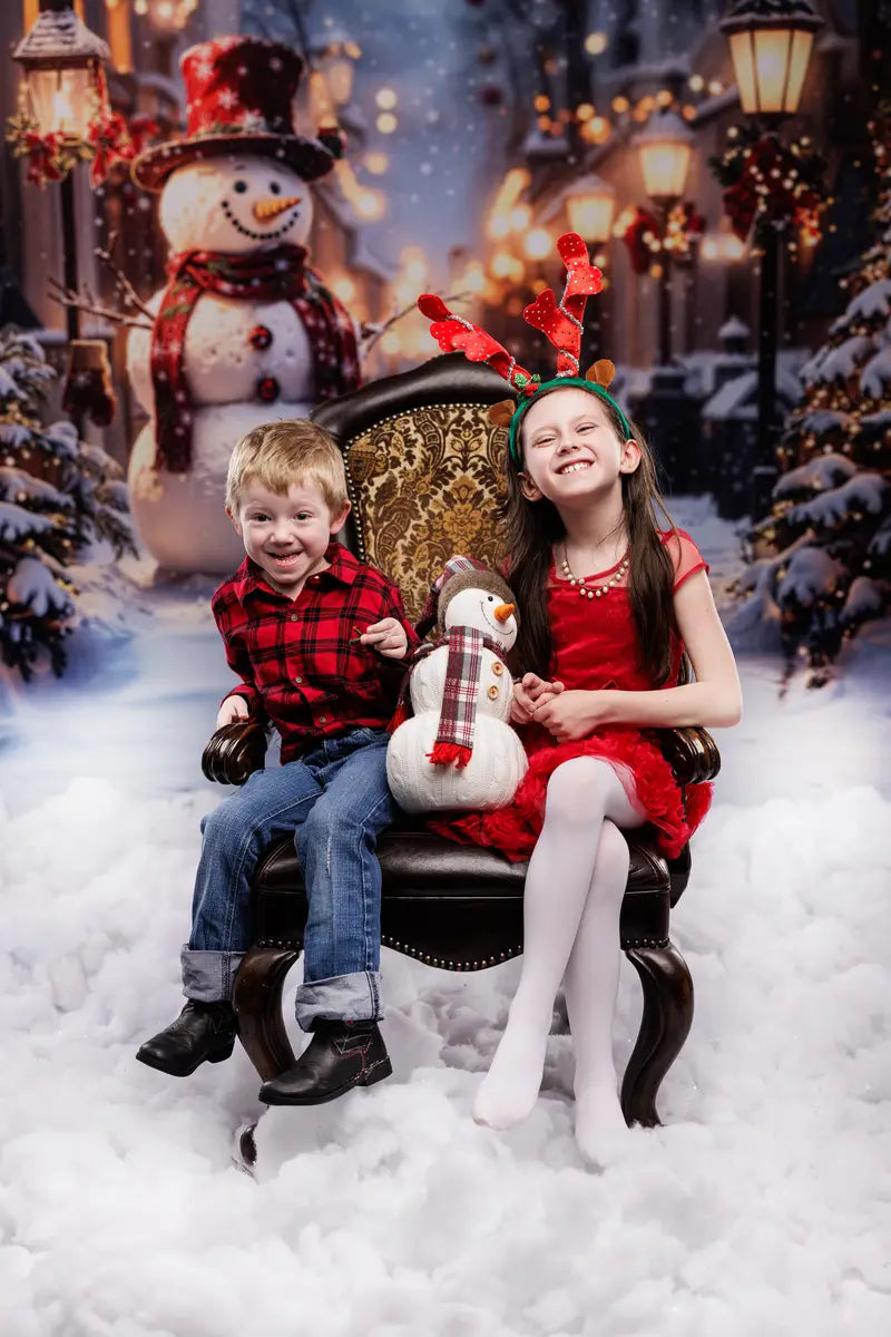 Kerstman Winter Straatlampen Foto Achtergrond Designed by Emetselch