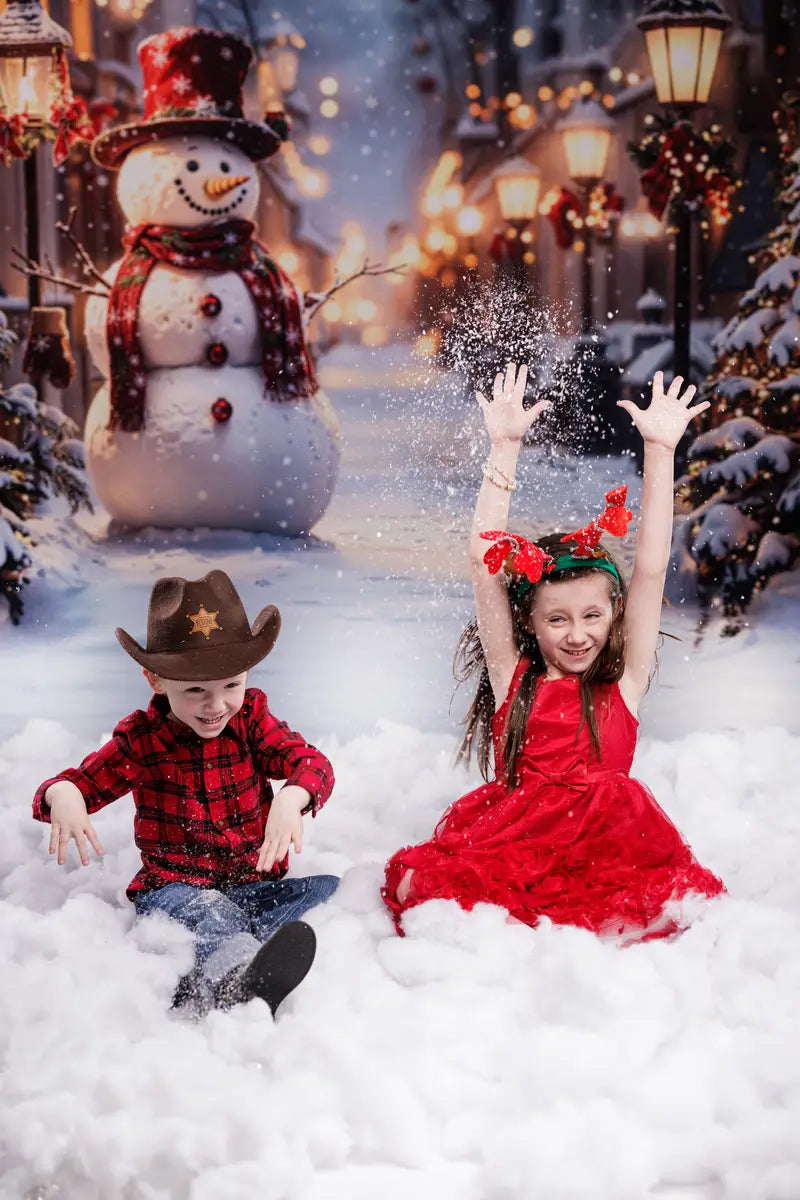 Kerstman Winter Straatlampen Foto Achtergrond Designed by Emetselch