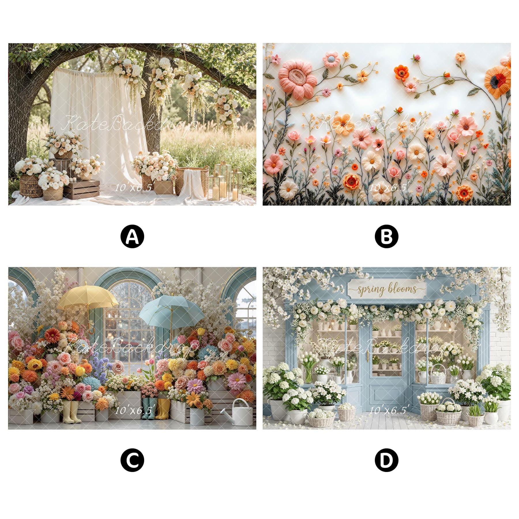 Kate Spring Combination Printed Backdrops for Photography( 4 Backdrops in Total)