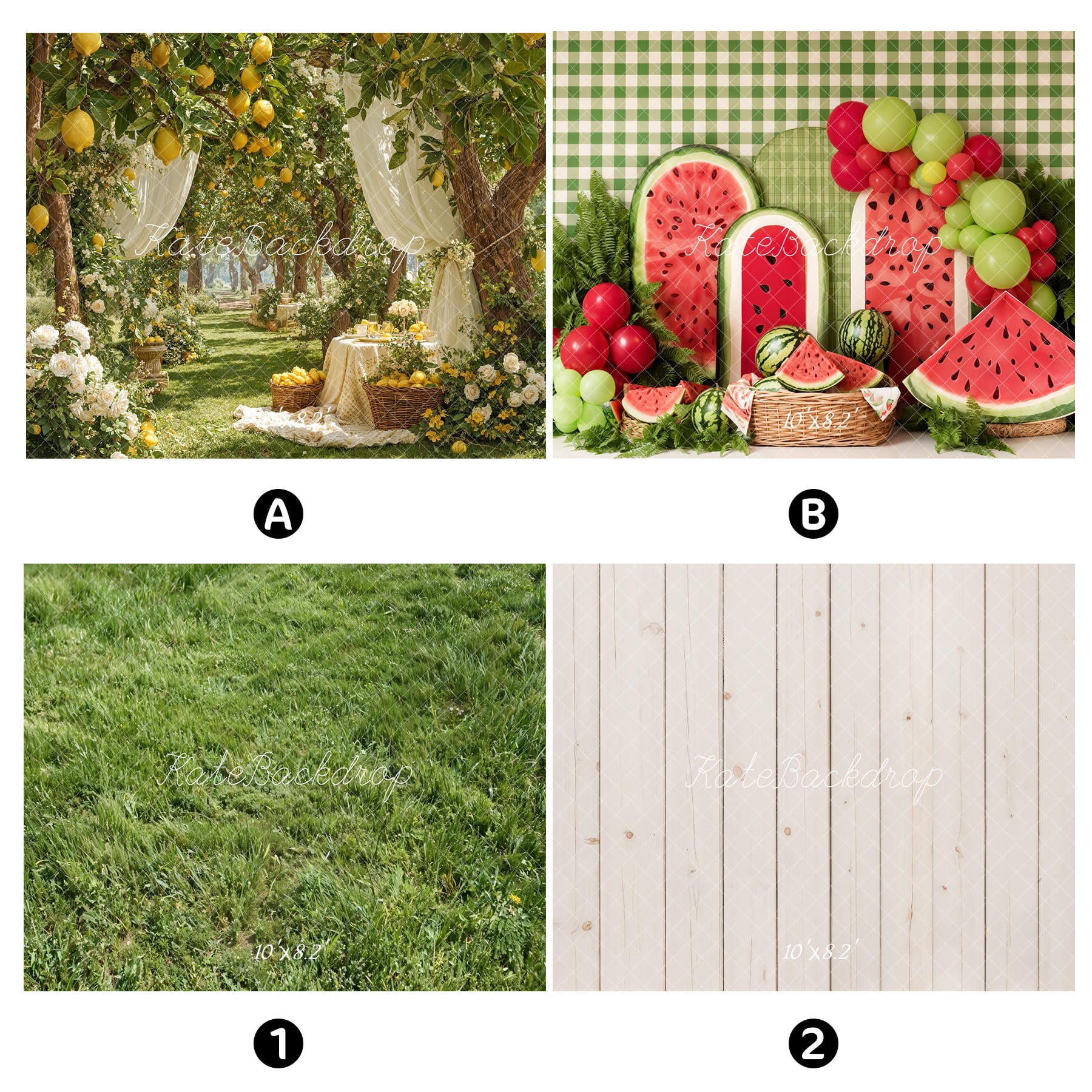 Kate Summer Combination Printed Backdrops for Photography( 2 Backdrops & 2 Floor )