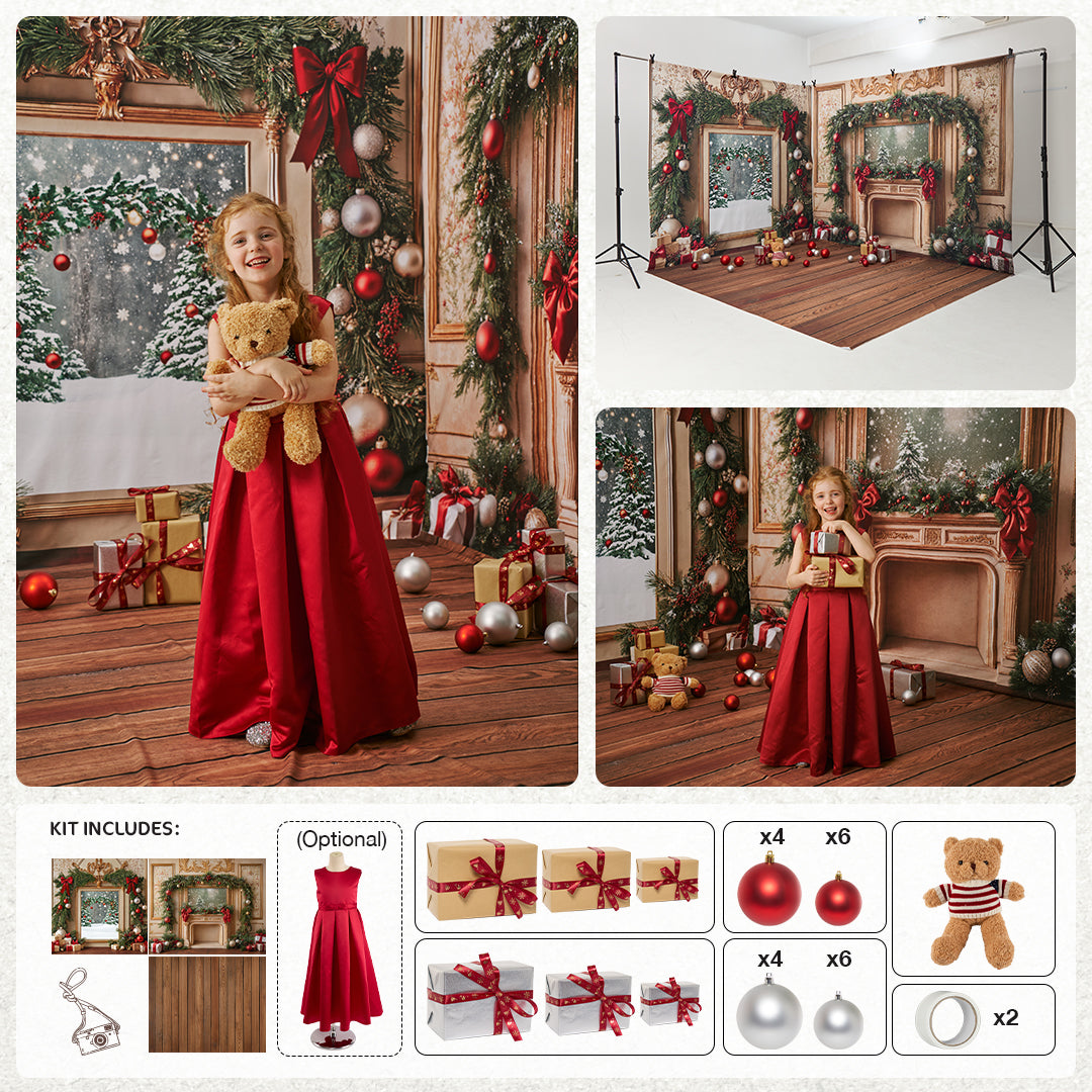 RTS Kate Christmas Fireplace Room Set Photo Kit Photography Backdrops&Props Themed Bundle