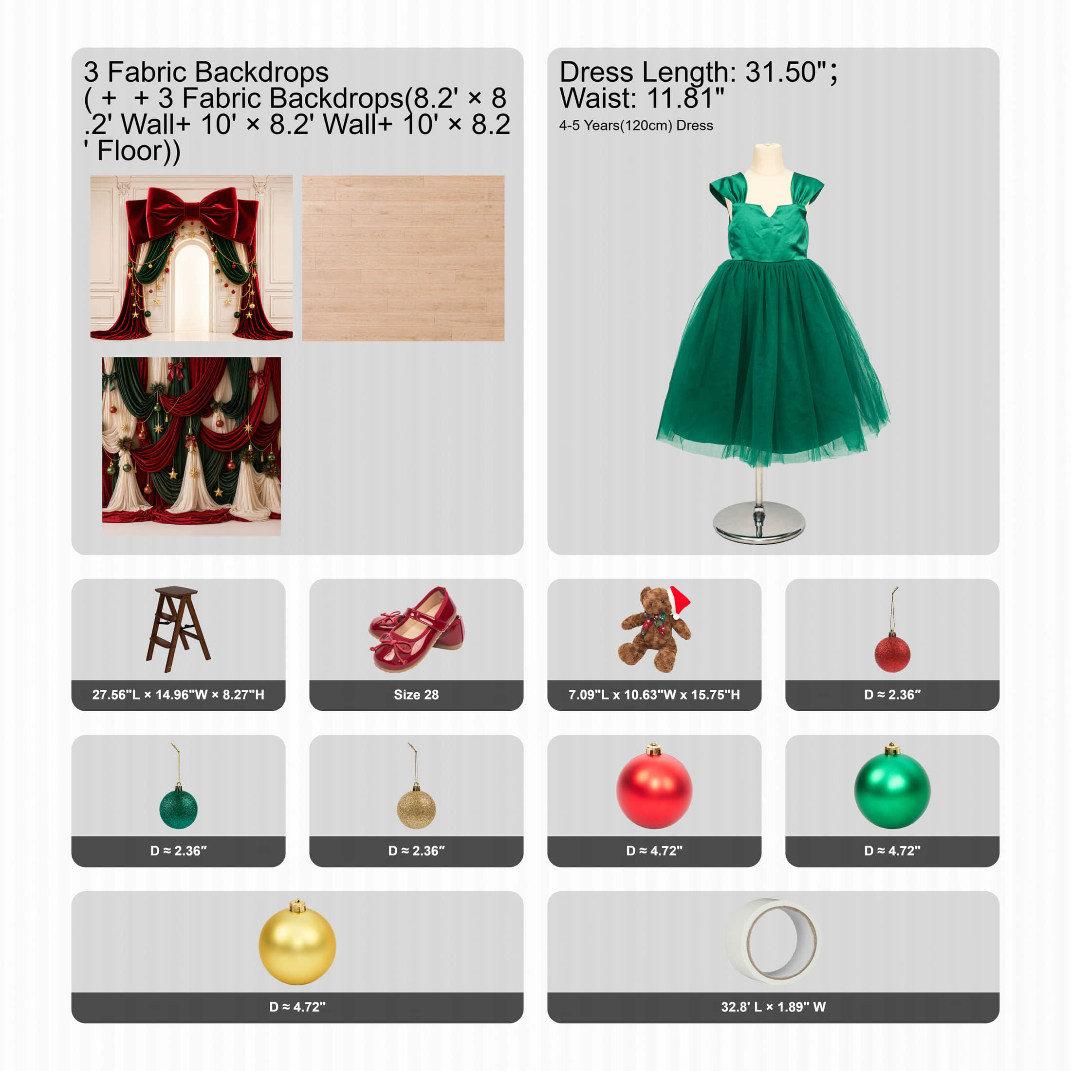 Kate Christmas Bow Archway Draping Photo Kit Photography Backdrops&Props Themed Bundle(US ONLY)