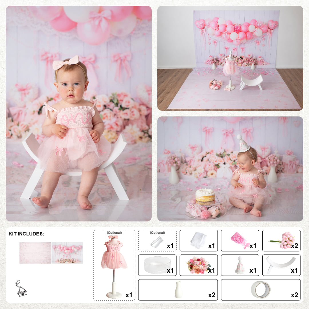 Kate Pink Balloon Flower Cakesmash Photo Kit Photography Backdrops&Props Themed Bundle(US ONLY)