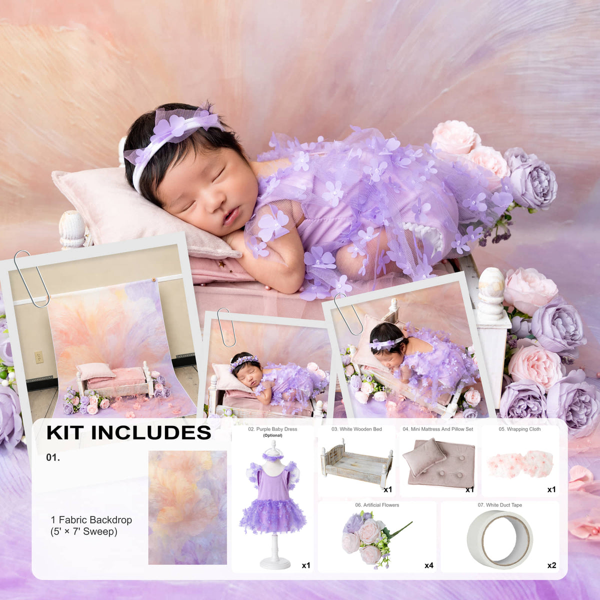 Kate Newborn Dreamy Flowers Photo Kit Photography Backdrops&Props Themed Bundle(US ONLY)