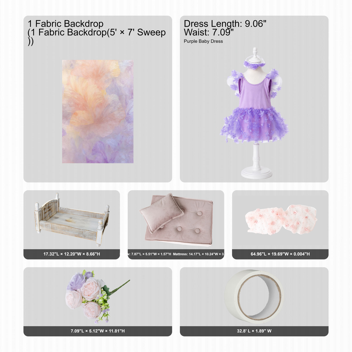 Kate Newborn Dreamy Flowers Photo Kit Photography Backdrops&Props Themed Bundle(US ONLY)