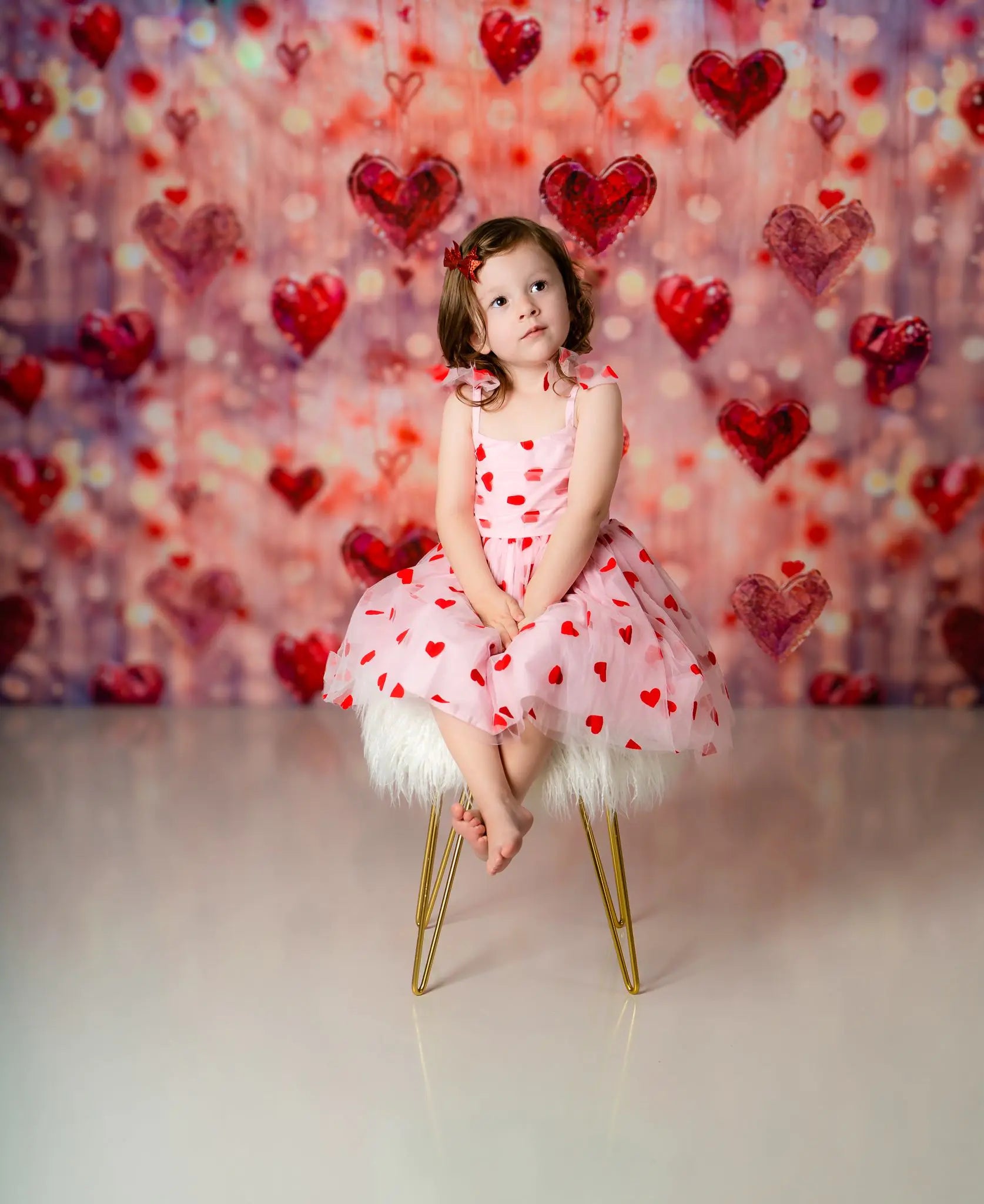 Valentine's Day Roze Hart Kristallen Foto Achtergrond Ontworpen door Chain Photography