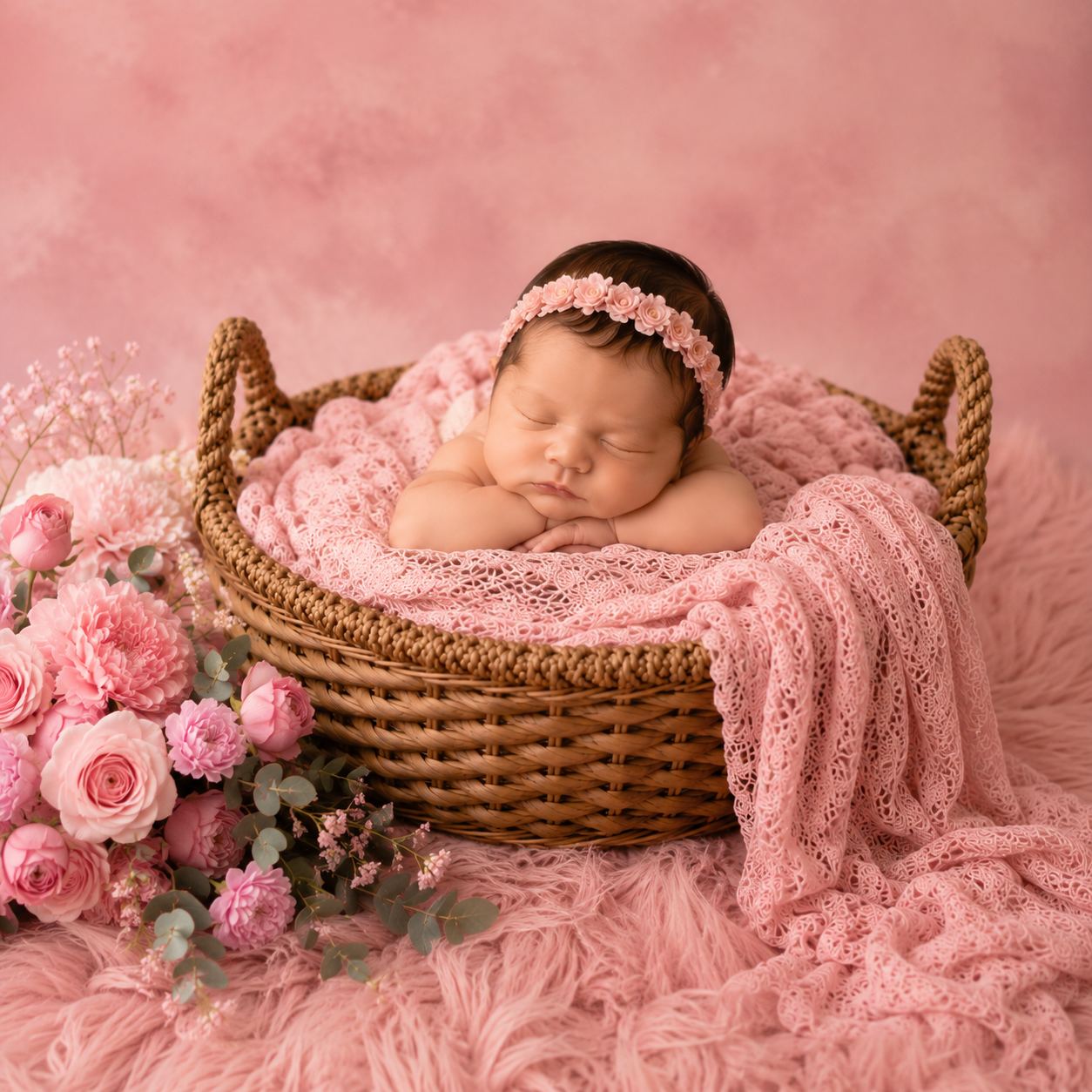 Cesto intrecciato per bambini per accessori fotografici per neonati