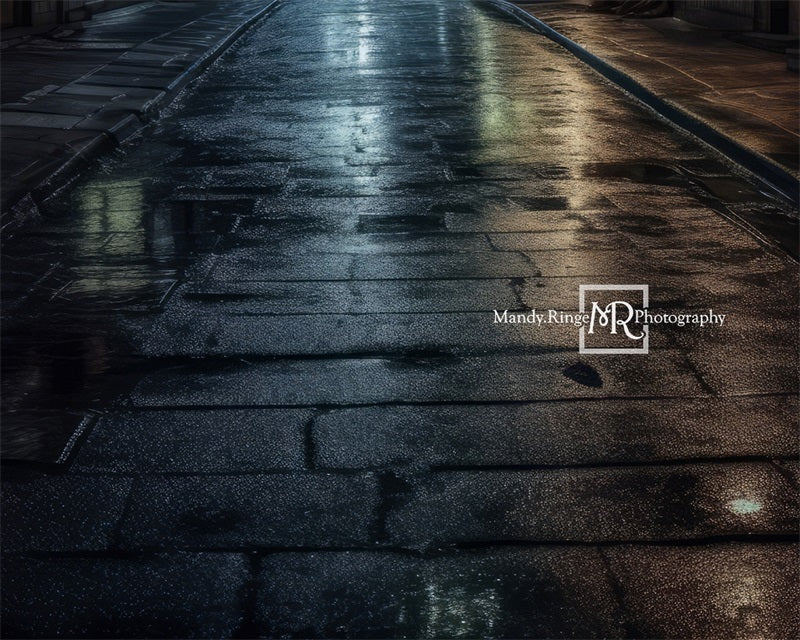 Alley at Night Rubber Floor Mat ontworpen door Mandy Ringe Photography