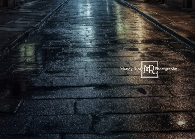 Alley at Night Rubber Floor Mat ontworpen door Mandy Ringe Photography