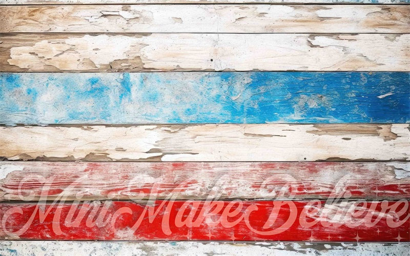Kate Summer High Distressed July 4 Wood Rubber Floor Mat designed by Mini MakeBelieve