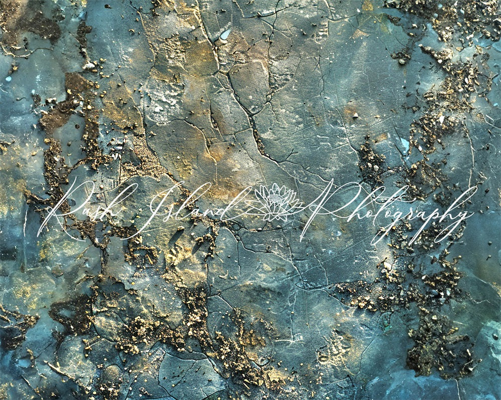 Kate Green and Blue Gradient Granite Stone Rubber Floor Mat Designed by Laura Bybee