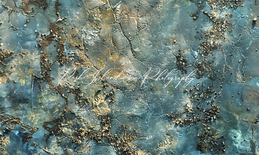 Kate Green and Blue Gradient Granite Stone Rubber Floor Mat Designed by Laura Bybee