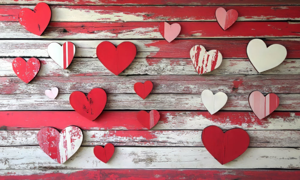 Alfombra de Piso de Madera de Corazón Rojo diseñada por Mini MakeBelieve