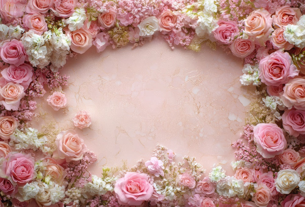 Kate Spring Floral Pink Rose Floor Printed Backdrop Designed by Mini MakeBelieve