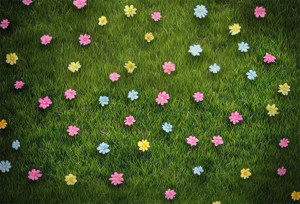 Kate Spring Floral Grass Rubber Floor Mat Designed by Mini MakeBelieve