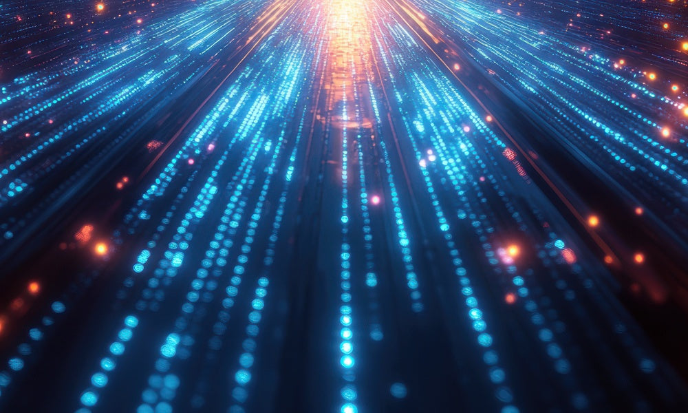 Tappetino in gomma a luci astratte digitali dell'universo progettato da Mini MakeBelieve